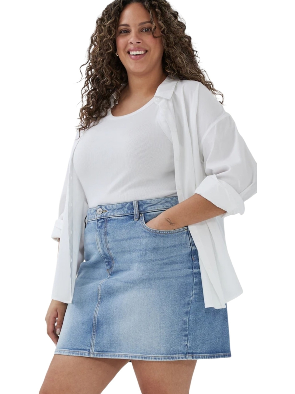 NWT Joe Fresh Women+ Denim Mini Skirt Medium Wash Size 22W